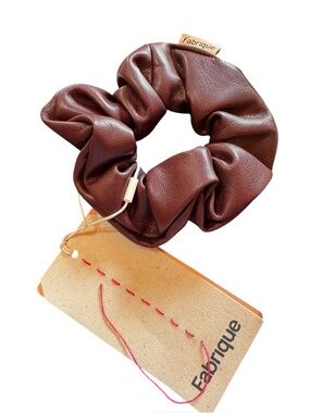 Fabrique Burgundy Faux Leather Scrunchie Hair Band NWT